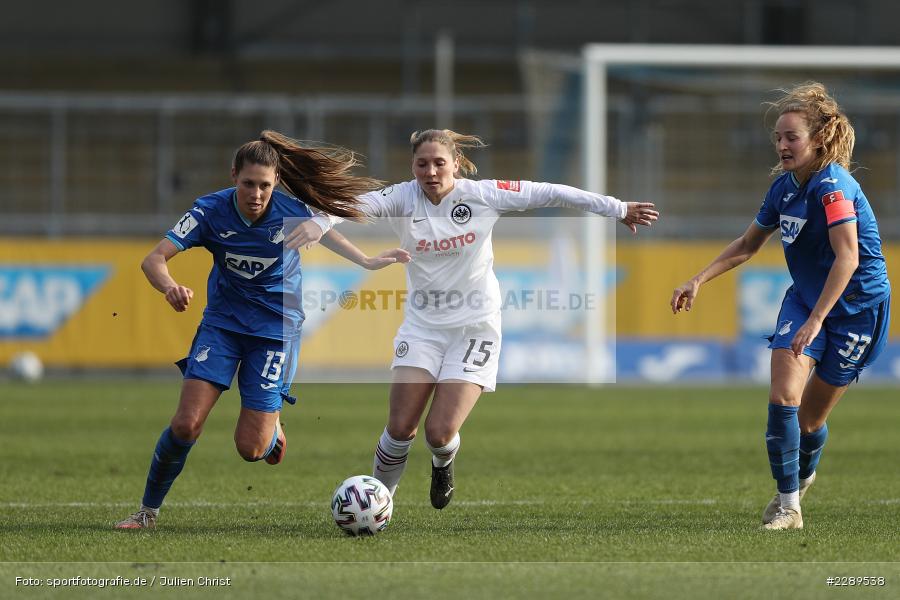 Fabienne Dongus, Isabella Hartig, Sandrine Mauron, Dietmar-Hopp-Stadion, Sinsheim, 07.03.2021, DFL, sport, action, Fussball, Deutschland, März 2021, Saison 2020/2021, SGE, TSG, Bundesliga, FLYERALARM Frauen-Bundesliga, Frauen, FFBL, Eintracht Frankfurt, TSG 1899 Hoffenheim - Bild-ID: 2289538 Fabienne Dongus, Isabella Hartig, Sandrine Mauron, Dietmar-Hopp-Stadion, Sinsheim, 07.03.2021, DFL, sport, action, Fussball, Deutschland, März 2021, Saison 2020/2021, SGE, TSG, Bundesliga, FLYERALARM Frauen-Bundesliga, Frauen, FFBL, Eintracht Frankfurt, TSG 1899 Hoffenheim - Bild-ID: 2289538