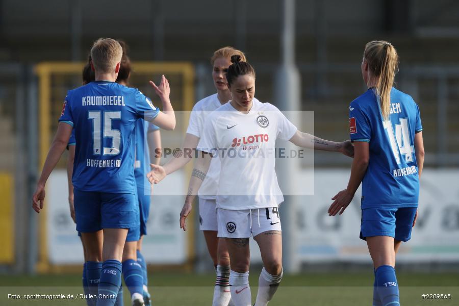 Celina Degen, Paulina Krumbiegel, Géraldine Reuteler, Dietmar-Hopp-Stadion, Sinsheim, 07.03.2021, DFL, sport, action, Fussball, Deutschland, März 2021, Saison 2020/2021, SGE, TSG, Bundesliga, FLYERALARM Frauen-Bundesliga, Frauen, FFBL, Eintracht Frankfurt, TSG 1899 Hoffenheim - Bild-ID: 2289565