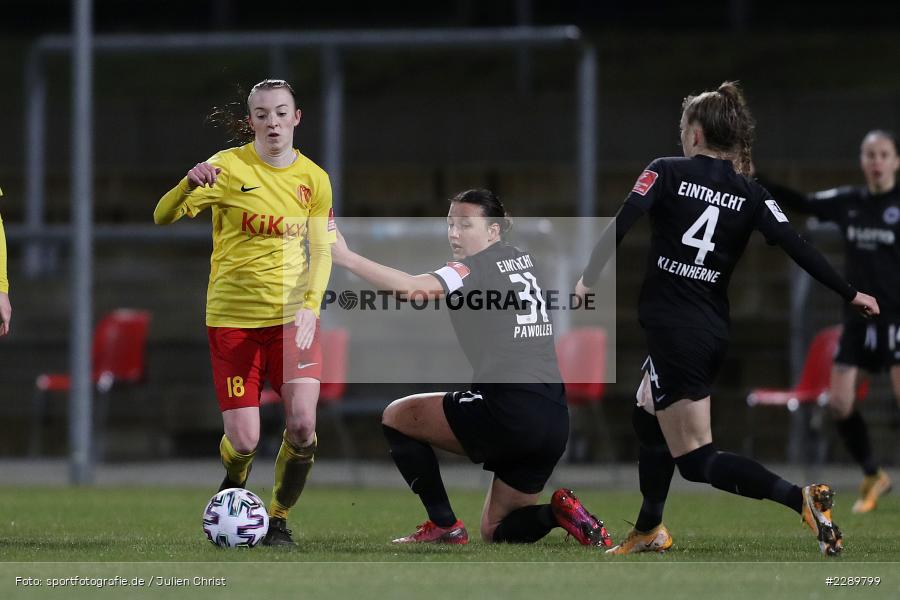 Sophia Kleinherne, Tanja Pawollek, Thea Fullenkamp, Stadion am Brentanobad, Frankfurt, 12.03.2021, DFL, sport, action, Fussball, Deutschland, März 2021, Saison 2020/2021, SVM, SGE, Bundesliga, FLYERALARM Frauen-Bundesliga, Frauen, FFBL, SV Meppen, Eintracht Frankfurt - Bild-ID: 2289799