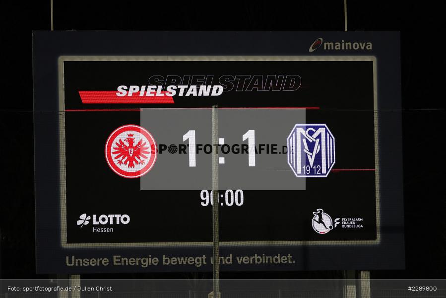 LED, Anzeigetafel, Endstand, Stadion am Brentanobad, Frankfurt, 12.03.2021, DFL, sport, action, Fussball, Deutschland, März 2021, Saison 2020/2021, SVM, SGE, Bundesliga, FLYERALARM Frauen-Bundesliga, Frauen, FFBL, SV Meppen, Eintracht Frankfurt - Bild-ID: 2289800