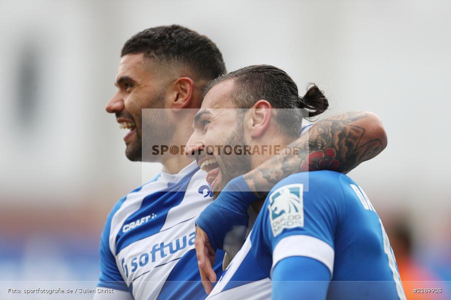 Victor Palsson, Tor, Torjubel, Serdar Dursun, Merck-Stadion, Darmstadt, 13.03.2021, DFL, sport, action, Fussball, Deutschland, März 2021, Saison 2020/2021, FCE, D98, Bundesliga, 2. Bundesliga, FC Erzgebirge Aue, SV Darmstadt 98 - Bild-ID: 2289903