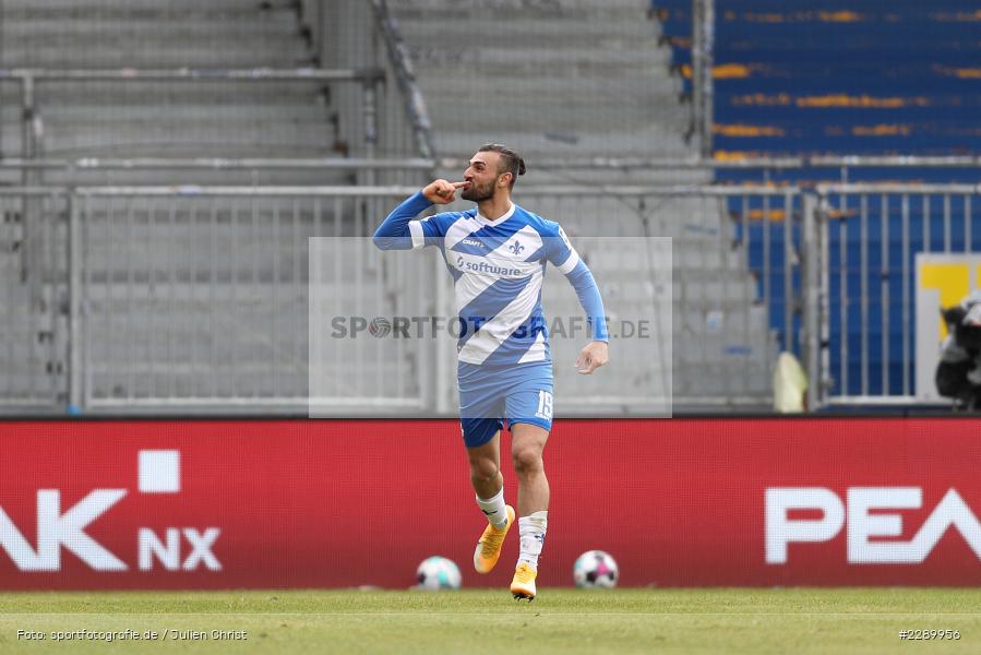 Hattrick, Torjubel, Serdar Dursun, Merck-Stadion, Darmstadt, 13.03.2021, DFL, sport, action, Fussball, Deutschland, März 2021, Saison 2020/2021, FCE, D98, Bundesliga, 2. Bundesliga, FC Erzgebirge Aue, SV Darmstadt 98 - Bild-ID: 2289956