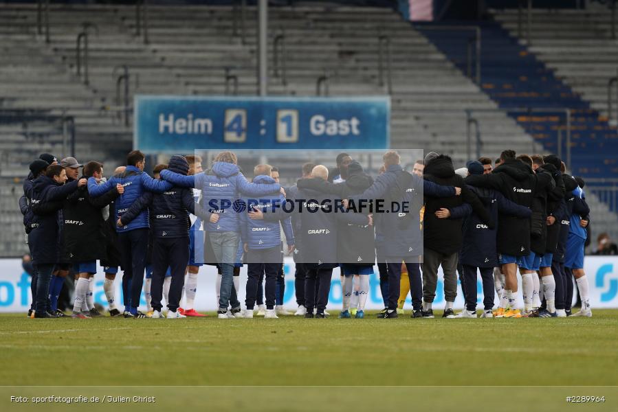 Sieg, Jubel, Mannschaftskreis, Merck-Stadion, Darmstadt, 13.03.2021, DFL, sport, action, Fussball, Deutschland, März 2021, Saison 2020/2021, FCE, D98, Bundesliga, 2. Bundesliga, FC Erzgebirge Aue, SV Darmstadt 98 - Bild-ID: 2289964
