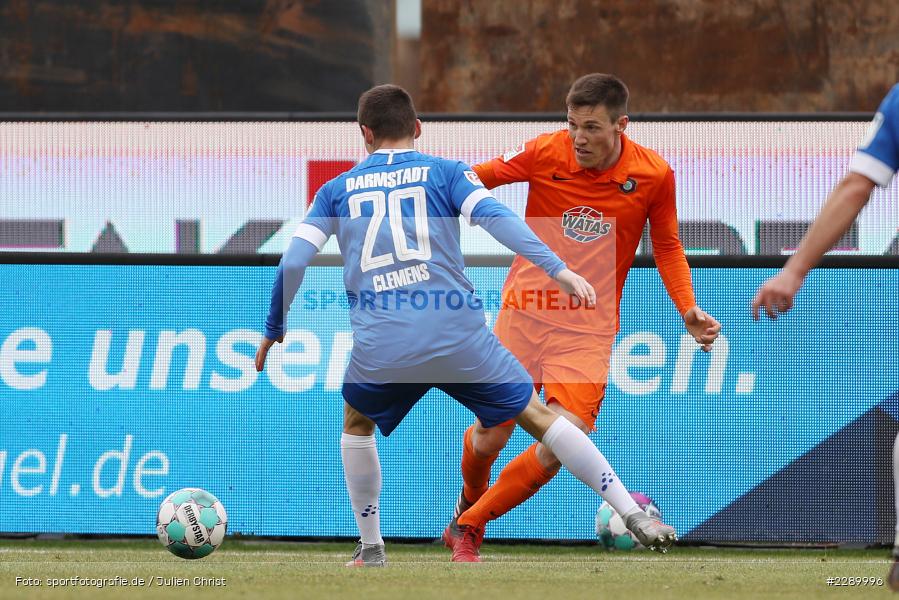 Christian Clemens, Gaëtan Bussmann, Merck-Stadion, Darmstadt, 13.03.2021, DFL, sport, action, Fussball, Deutschland, März 2021, Saison 2020/2021, FCE, D98, Bundesliga, 2. Bundesliga, FC Erzgebirge Aue, SV Darmstadt 98 - Bild-ID: 2289996