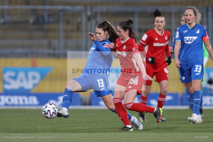 Sarah Zadrazil, Isabella Hartig, Dietmar-Hopp-Stadion, Sinsheim, 19.03.2021, DFL, sport, action, Fussball, Deutschland, März 2021, Saison 2020/2021, FCB, TSG, Frauen, Viertelfinale, DFB-Pokal, DFB, FC Bayern München, TSG 1899 Hoffenheim - Bild-ID: 2290099