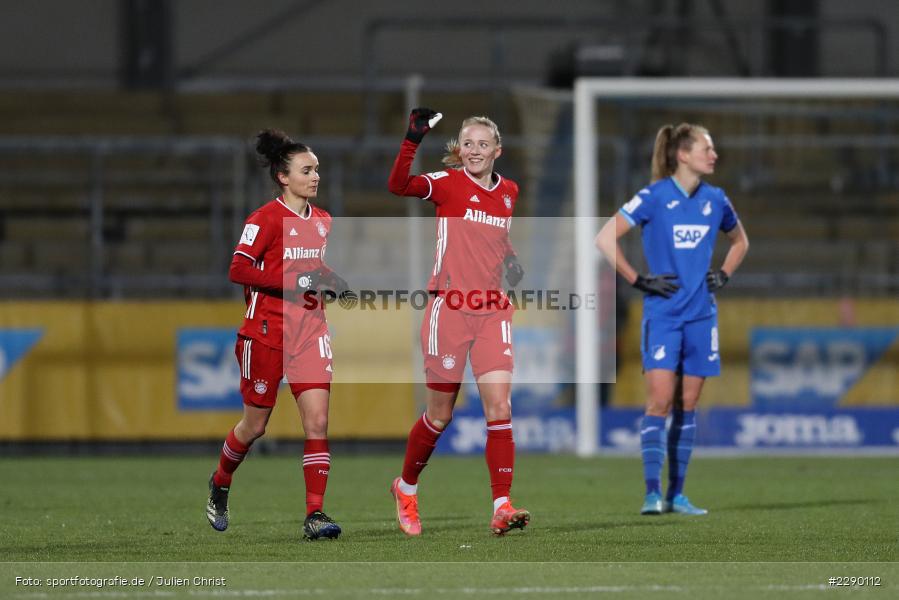 Torjubel, Lea Schüller, Dietmar-Hopp-Stadion, Sinsheim, 19.03.2021, DFL, sport, action, Fussball, Deutschland, März 2021, Saison 2020/2021, FCB, TSG, Frauen, Viertelfinale, DFB-Pokal, DFB, FC Bayern München, TSG 1899 Hoffenheim - Bild-ID: 2290112