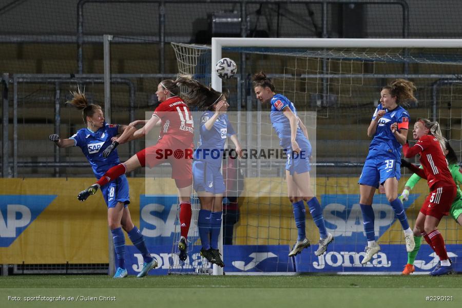 Katharina Naschenweng, Amanda Ilestedt, Dietmar-Hopp-Stadion, Sinsheim, 19.03.2021, DFL, sport, action, Fussball, Deutschland, März 2021, Saison 2020/2021, FCB, TSG, Frauen, Viertelfinale, DFB-Pokal, DFB, FC Bayern München, TSG 1899 Hoffenheim - Bild-ID: 2290121