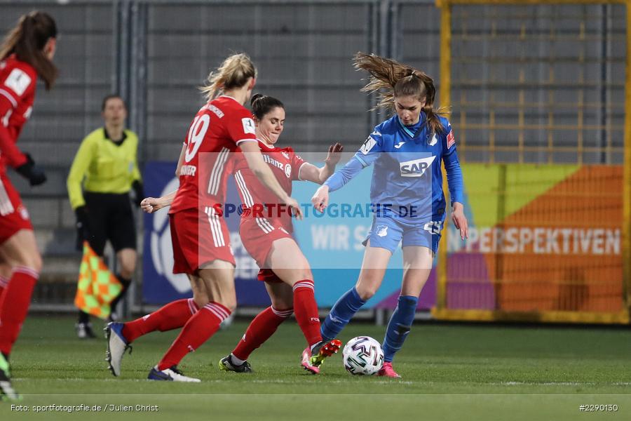 Sarah Zadrazil, Jule Brand, Dietmar-Hopp-Stadion, Sinsheim, 19.03.2021, DFL, sport, action, Fussball, Deutschland, März 2021, Saison 2020/2021, FCB, TSG, Frauen, Viertelfinale, DFB-Pokal, DFB, FC Bayern München, TSG 1899 Hoffenheim - Bild-ID: 2290130