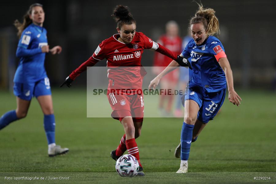 Fabienne Dongus, Lina Magull, Dietmar-Hopp-Stadion, Sinsheim, 19.03.2021, DFL, sport, action, Fussball, Deutschland, März 2021, Saison 2020/2021, FCB, TSG, Frauen, Viertelfinale, DFB-Pokal, DFB, FC Bayern München, TSG 1899 Hoffenheim - Bild-ID: 2290214 Fabienne Dongus, Lina Magull, Dietmar-Hopp-Stadion, Sinsheim, 19.03.2021, DFL, sport, action, Fussball, Deutschland, März 2021, Saison 2020/2021, FCB, TSG, Frauen, Viertelfinale, DFB-Pokal, DFB, FC Bayern München, TSG 1899 Hoffenheim - Bild-ID: 2290214