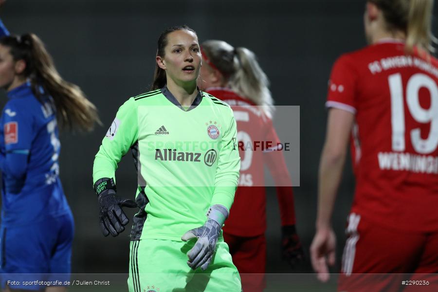 Torfrau, Laura Benkarth, Dietmar-Hopp-Stadion, Sinsheim, 19.03.2021, DFL, sport, action, Fussball, Deutschland, März 2021, Saison 2020/2021, FCB, TSG, Frauen, Viertelfinale, DFB-Pokal, DFB, FC Bayern München, TSG 1899 Hoffenheim - Bild-ID: 2290236