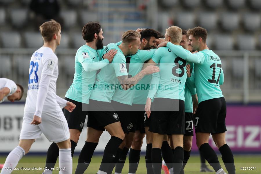 Luka Garic, Charles-Elie Laprevotte, Emotionen, Torjubel, Maik Vetter, Malte Karbstein, Main-Echo Arena, Alzenau, 27.03.2021, DFL, sport, action, Fussball, Deutschland, März 2021, Saison 2020/2021, OFC, FCB, 4. Liga, Regionalliga, Regionalliga Südwest, Kickers Offenbach, FC Bayern Alzenau - Bild-ID: 2290571