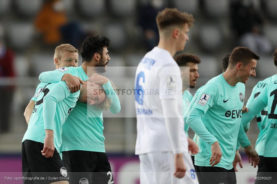 Freude, Arm, Malte Karbstein, Elia Soriano, Main-Echo Arena, Alzenau, 27.03.2021, DFL, sport, action, Fussball, Deutschland, März 2021, Saison 2020/2021, OFC, FCB, 4. Liga, Regionalliga, Regionalliga Südwest, Kickers Offenbach, FC Bayern Alzenau - Bild-ID: 2290621