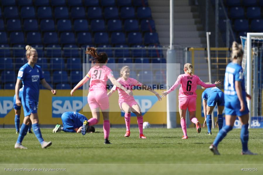 Tor, Torjubel, Laureta Elmaz, Dietmar-Hopp-Stadion, Sinsheim, 28.03.2021, DFL, sport, action, Fussball, Deutschland, März 2021, Saison 2020/2021, SGS, TSG, Bundesliga, FLYERALARM Frauen-Bundesliga, Frauen, FFBL, SGS Essen, TSG 1899 Hoffenheim - Bild-ID: 2290756