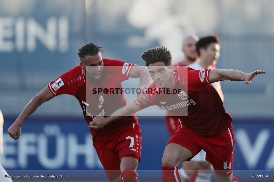 Yannick Häringer, Torjubel, Ylber Lokaj, Main-Echo Arena, Alzenau, 30.03.2021, DFB, sport, action, Fussball, Deutschland, März 2021, Saison 2020/2021, BSC, FCB, 4. Liga, Regionalliga, Regionalliga Südwest, Bahlinger SC, FC Bayern Alzenau - Bild-ID: 2290874