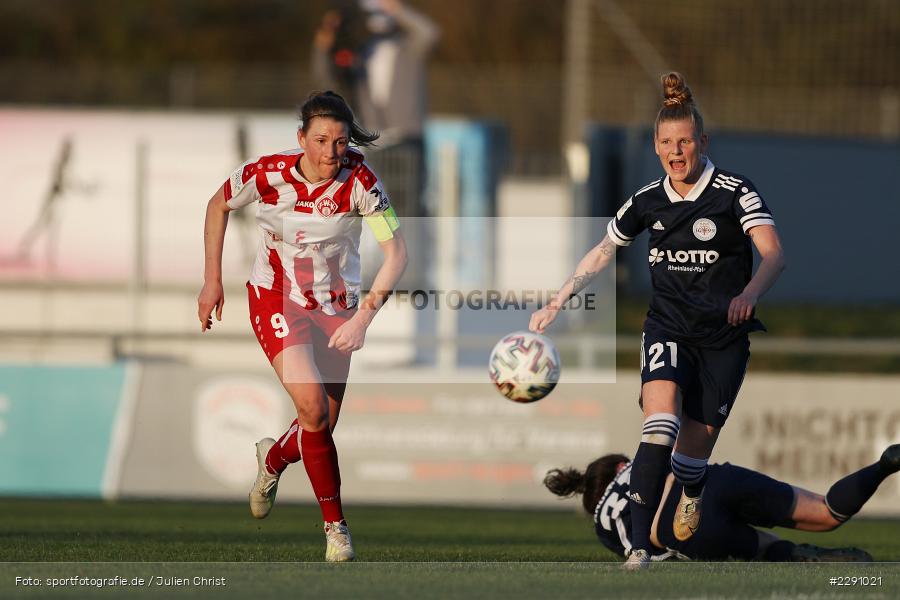Caroline Asteroth, Luisa Scheidel, Soccergirl Sportpark, Würzburg, 31.03.2021, DFB, sport, action, Fussball, Deutschland, März 2021, Saison 2020/2021, SGA, FWK, Frauen, Süd, 2. Frauen-Bundesliga, SG 99 Andernach, FC Würzburger Kickers - Bild-ID: 2291021