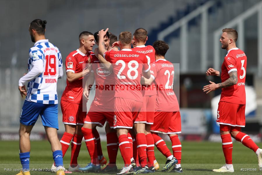 Rouwen Hennings, Jubel, Emotionen, Tor, Luka Krajnc, Merck-Stadion, Darmstadt, 04.04.2021, DFL, sport, action, Fussball, Deutschland, April 2021, Saison 2020/2021, F95, SVD, Bundesliga, 2. Bundesliga, Fortuna Düsseldorf, SV Darmstadt 98 - Bild-ID: 2291088