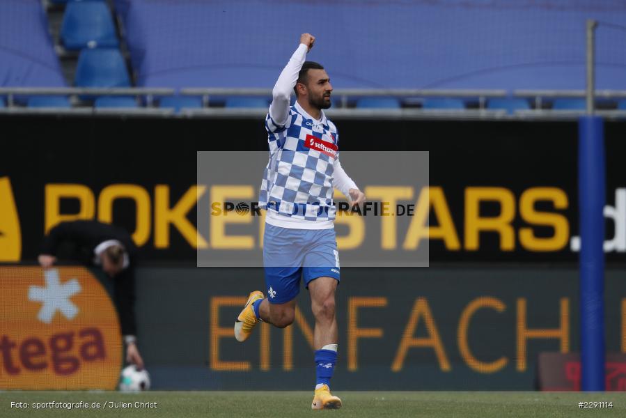 Emotionen, Tor, Torjubel, Serdar Dursun, Merck-Stadion, Darmstadt, 04.04.2021, DFL, sport, action, Fussball, Deutschland, April 2021, Saison 2020/2021, F95, SVD, Bundesliga, 2. Bundesliga, Fortuna Düsseldorf, SV Darmstadt 98 - Bild-ID: 2291114