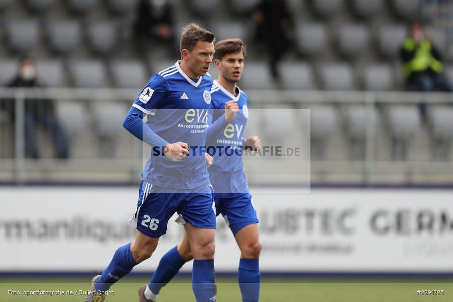 Dominik Crljenec, Torjubel, Emotionen, Tor, Marcel Andreas Wilke, Main-Echo Arena, Alzenau, 06.04.2021, DFB, sport, action, Fussball, Deutschland, April 2021, Saison 2020/2021, FSV, FCB, 4. Liga, Regionalliga, Regionalliga Südwest, FSV Frankfurt, FC Bayern Alzenau - Bild-ID: 2291225