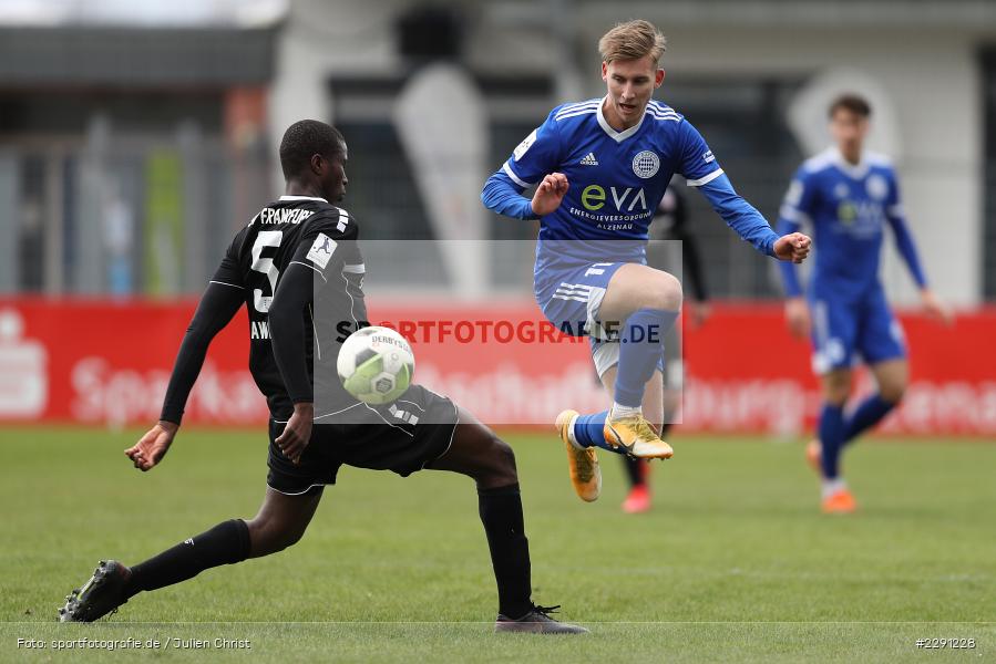 Maximilian Brauburger, Alieu Sawaneh, Main-Echo Arena, Alzenau, 06.04.2021, DFB, sport, action, Fussball, Deutschland, April 2021, Saison 2020/2021, FSV, FCB, 4. Liga, Regionalliga, Regionalliga Südwest, FSV Frankfurt, FC Bayern Alzenau - Bild-ID: 2291228