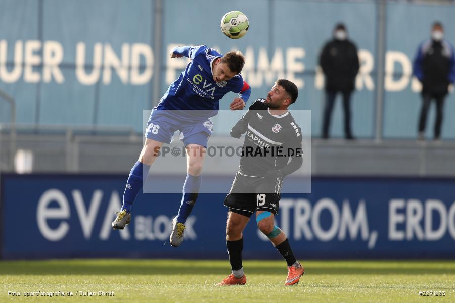 Muhamed Alawie, Marcel Andreas Wilke, Main-Echo Arena, Alzenau, 06.04.2021, DFB, sport, action, Fussball, Deutschland, April 2021, Saison 2020/2021, FSV, FCB, 4. Liga, Regionalliga, Regionalliga Südwest, FSV Frankfurt, FC Bayern Alzenau - Bild-ID: 2291233