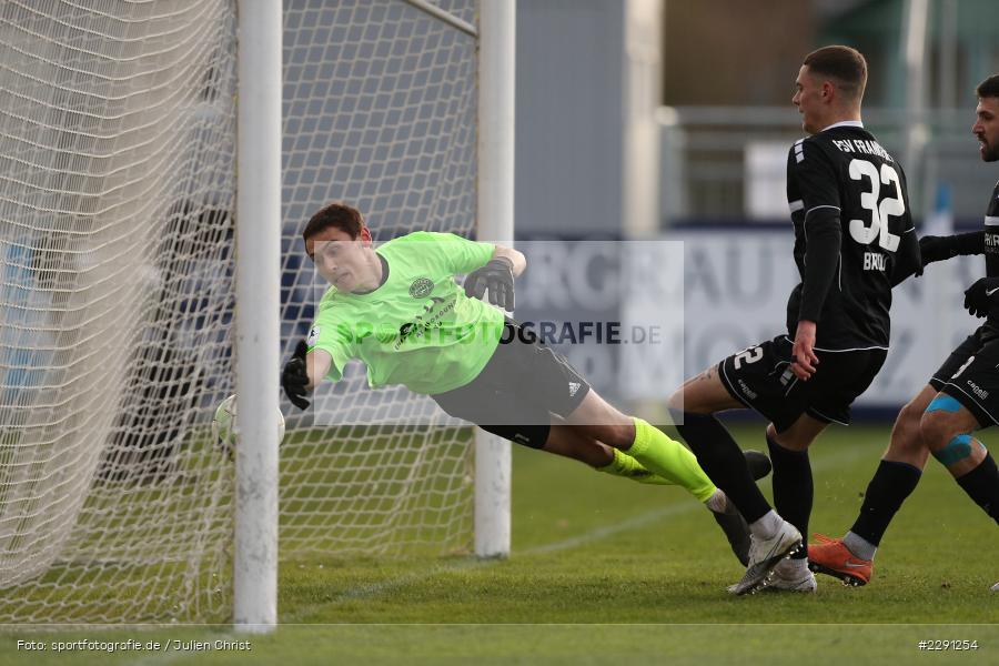 Luca Bazzoli, Tor, Sandro Kerber, Main-Echo Arena, Alzenau, 06.04.2021, DFB, sport, action, Fussball, Deutschland, April 2021, Saison 2020/2021, FSV, FCB, 4. Liga, Regionalliga, Regionalliga Südwest, FSV Frankfurt, FC Bayern Alzenau - Bild-ID: 2291254