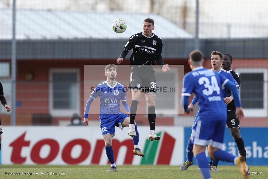 Marco Ferukoski, Luca Bazzoli, Main-Echo Arena, Alzenau, 06.04.2021, DFB, sport, action, Fussball, Deutschland, April 2021, Saison 2020/2021, FSV, FCB, 4. Liga, Regionalliga, Regionalliga Südwest, FSV Frankfurt, FC Bayern Alzenau - Bild-ID: 2291311