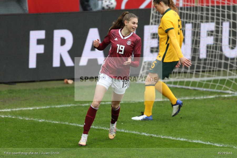Emotionen, Torjubel, Tor, Jule Brand, 10.04.2021, DFB, sport, action, Fussball, April 2021, Australia, Germany, BRITA-Arena, AUS, GER, Wiesbaden, Frauen-Länderspiel, Länderspiel, Australien, Deutschland - Bild-ID: 2291343 Emotionen, Torjubel, Tor, Jule Brand, 10.04.2021, DFB, sport, action, Fussball, April 2021, Australia, Germany, BRITA-Arena, AUS, GER, Wiesbaden, Frauen-Länderspiel, Länderspiel, Australien, Deutschland - Bild-ID: 2291343
