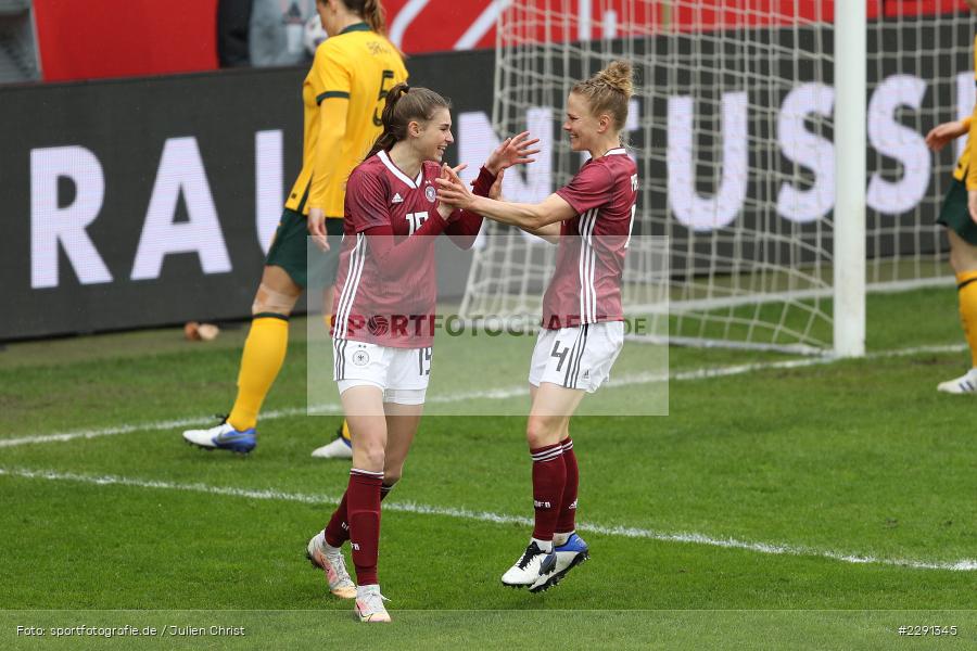 Leonie Maier, Emotionen, Torjubel, Tor, Jule Brand, 10.04.2021, DFB, sport, action, Fussball, April 2021, Australia, Germany, BRITA-Arena, AUS, GER, Wiesbaden, Frauen-Länderspiel, Länderspiel, Australien, Deutschland - Bild-ID: 2291345