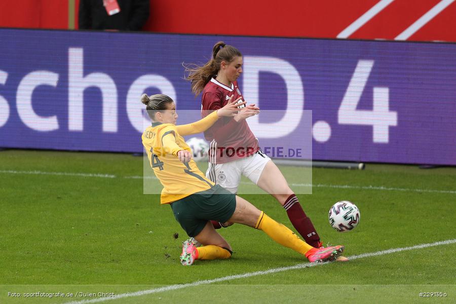 Jule Brand, Clare Polkinghorne, 10.04.2021, DFB, sport, action, Fussball, April 2021, Australia, Germany, BRITA-Arena, AUS, GER, Wiesbaden, Frauen-Länderspiel, Länderspiel, Australien, Deutschland - Bild-ID: 2291356 Jule Brand, Clare Polkinghorne, 10.04.2021, DFB, sport, action, Fussball, April 2021, Australia, Germany, BRITA-Arena, AUS, GER, Wiesbaden, Frauen-Länderspiel, Länderspiel, Australien, Deutschland - Bild-ID: 2291356