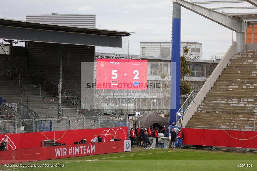 Wir im Team, Anzeigetafel, Endstand, 10.04.2021, DFB, sport, action, Fussball, April 2021, Australia, Germany, BRITA-Arena, AUS, GER, Wiesbaden, Frauen-Länderspiel, Länderspiel, Australien, Deutschland - Bild-ID: 2291361 Wir im Team, Anzeigetafel, Endstand, 10.04.2021, DFB, sport, action, Fussball, April 2021, Australia, Germany, BRITA-Arena, AUS, GER, Wiesbaden, Frauen-Länderspiel, Länderspiel, Australien, Deutschland - Bild-ID: 2291361
