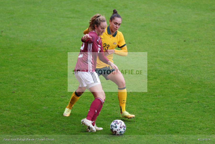 Emma Checker, Fabienne Dongus, 10.04.2021, DFB, sport, action, Fussball, April 2021, Australia, Germany, BRITA-Arena, AUS, GER, Wiesbaden, Frauen-Länderspiel, Länderspiel, Australien, Deutschland - Bild-ID: 2291374