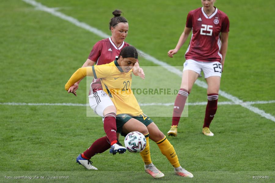 Marina Hegering, Sam Kerr, 10.04.2021, DFB, sport, action, Fussball, April 2021, Australia, Germany, BRITA-Arena, AUS, GER, Wiesbaden, Frauen-Länderspiel, Länderspiel, Australien, Deutschland - Bild-ID: 2291480 Marina Hegering, Sam Kerr, 10.04.2021, DFB, sport, action, Fussball, April 2021, Australia, Germany, BRITA-Arena, AUS, GER, Wiesbaden, Frauen-Länderspiel, Länderspiel, Australien, Deutschland - Bild-ID: 2291480