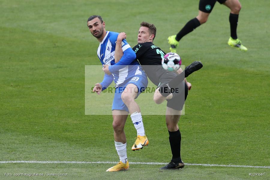 Paul Jäckel, Serdar Dursun, Merck-Stadion, Darmstadt, 16.04.2021, DFL, sport, action, Fussball, Deutschland, April 2021, Saison 2020/2021, SGF, SVD, Bundesliga, 2. Bundesliga, SpVgg Greuther Fürth, SV Darmstadt 98 - Bild-ID: 2291681