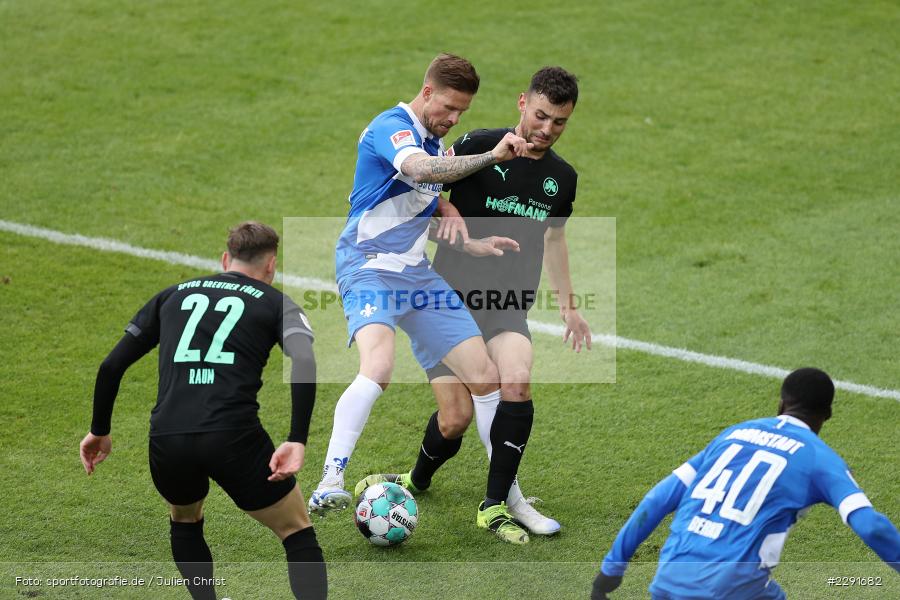Maximilian Bauer, Tobias Kempe, Merck-Stadion, Darmstadt, 16.04.2021, DFL, sport, action, Fussball, Deutschland, April 2021, Saison 2020/2021, SGF, SVD, Bundesliga, 2. Bundesliga, SpVgg Greuther Fürth, SV Darmstadt 98 - Bild-ID: 2291682