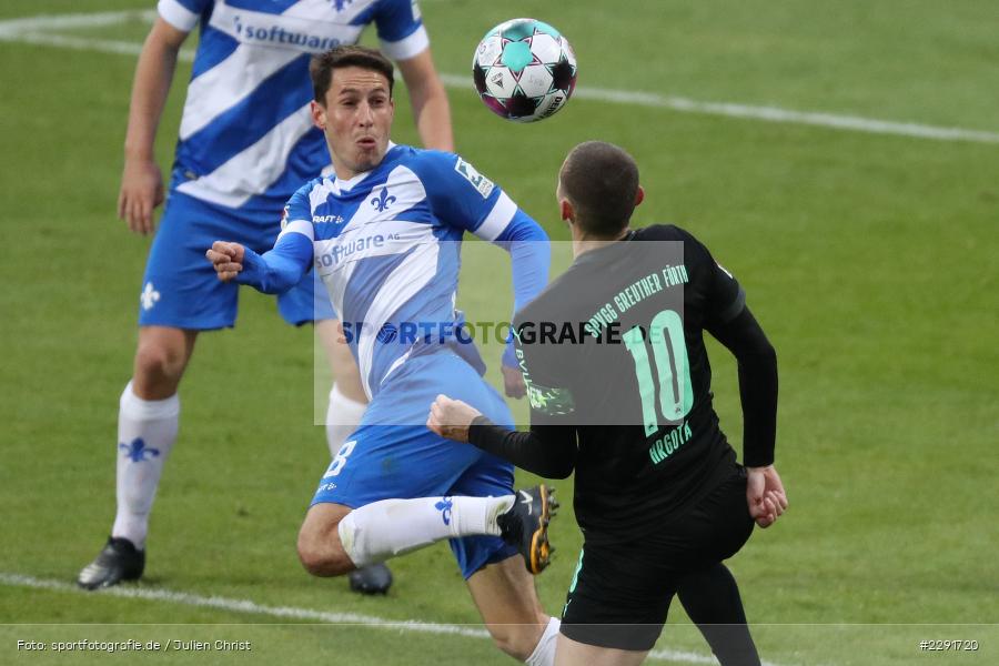 Branimir Hrgota, Fabian Schnellhardt, Merck-Stadion, Darmstadt, 16.04.2021, DFL, sport, action, Fussball, Deutschland, April 2021, Saison 2020/2021, SGF, SVD, Bundesliga, 2. Bundesliga, SpVgg Greuther Fürth, SV Darmstadt 98 - Bild-ID: 2291720