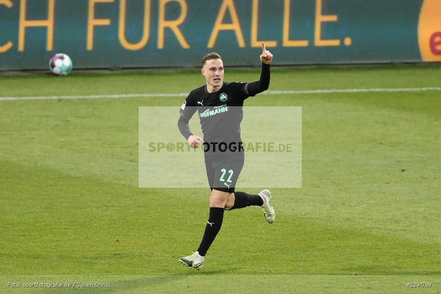 Gestik, Jubel, Emotionen, Tor, Torjubel, David Raum, Merck-Stadion, Darmstadt, 16.04.2021, DFL, sport, action, Fussball, Deutschland, April 2021, Saison 2020/2021, SGF, SVD, Bundesliga, 2. Bundesliga, SpVgg Greuther Fürth, SV Darmstadt 98 - Bild-ID: 2291729