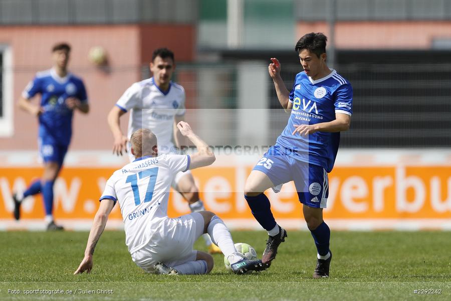 Manuel Grünnagel, Mingi Kang, Main-Echo Arena, Alzenau, 24.04.2021, DFB, sport, action, Fussball, Deutschland, April 2021, Saison 2020/2021, FKP, FCB, 4. Liga, Regionalliga, Regionalliga Südwest, FK Pirmasens, FC Bayern Alzenau - Bild-ID: 2292242 Manuel Grünnagel, Mingi Kang, Main-Echo Arena, Alzenau, 24.04.2021, DFB, sport, action, Fussball, Deutschland, April 2021, Saison 2020/2021, FKP, FCB, 4. Liga, Regionalliga, Regionalliga Südwest, FK Pirmasens, FC Bayern Alzenau - Bild-ID: 2292242