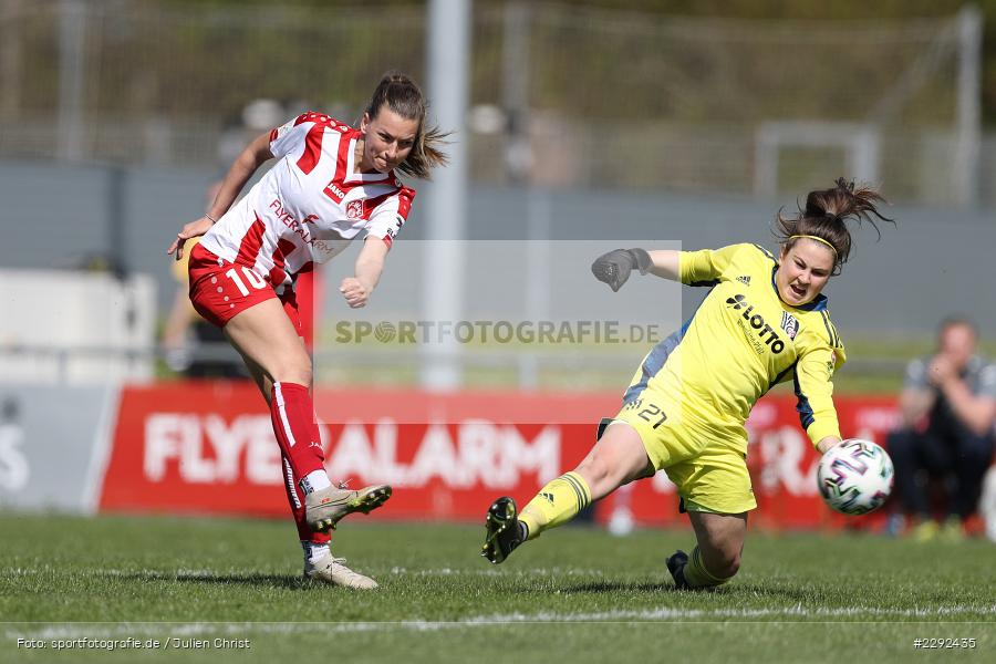 Alina Kraus, Tor, Medina Desic, Soccergirl Sportpark, Würzburg, 25.04.2021, DFL, sport, action, Fussball, Deutschland, April 2021, Saison 2020/2021, FFC, FWK, Frauen, Süd, 2. Frauen-Bundesliga, 1. FFC Niederkirchen, FC Würzburger Kickers - Bild-ID: 2292435