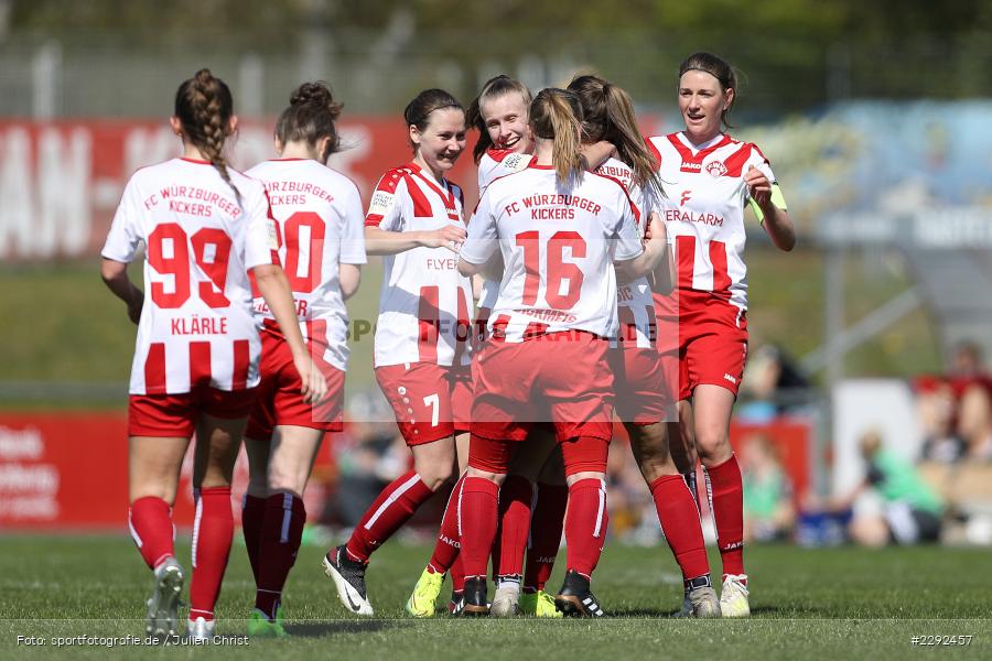 Maria Ansmann, Nicole Kreußer, Sophia Klärle, Jule Dickmeis, Jubel, Tor, Emotionen, Luisa Scheidel, Medina Desic, Victoria Maidhof, Soccergirl Sportpark, Würzburg, 25.04.2021, DFL, sport, action, Fussball, Deutschland, April 2021, Saison 2020/2021, FFC, FWK, Frauen, Süd, 2. Frauen-Bundesliga, 1. FFC Niederkirchen, FC Würzburger Kickers - Bild-ID: 2292457