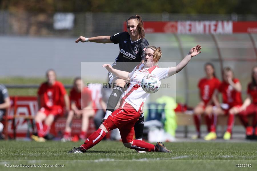 Jule Dickmeis, Annika Fend, Soccergirl Sportpark, Würzburg, 25.04.2021, DFL, sport, action, Fussball, Deutschland, April 2021, Saison 2020/2021, FFC, FWK, Frauen, Süd, 2. Frauen-Bundesliga, 1. FFC Niederkirchen, FC Würzburger Kickers - Bild-ID: 2292485 Jule Dickmeis, Annika Fend, Soccergirl Sportpark, Würzburg, 25.04.2021, DFL, sport, action, Fussball, Deutschland, April 2021, Saison 2020/2021, FFC, FWK, Frauen, Süd, 2. Frauen-Bundesliga, 1. FFC Niederkirchen, FC Würzburger Kickers - Bild-ID: 2292485