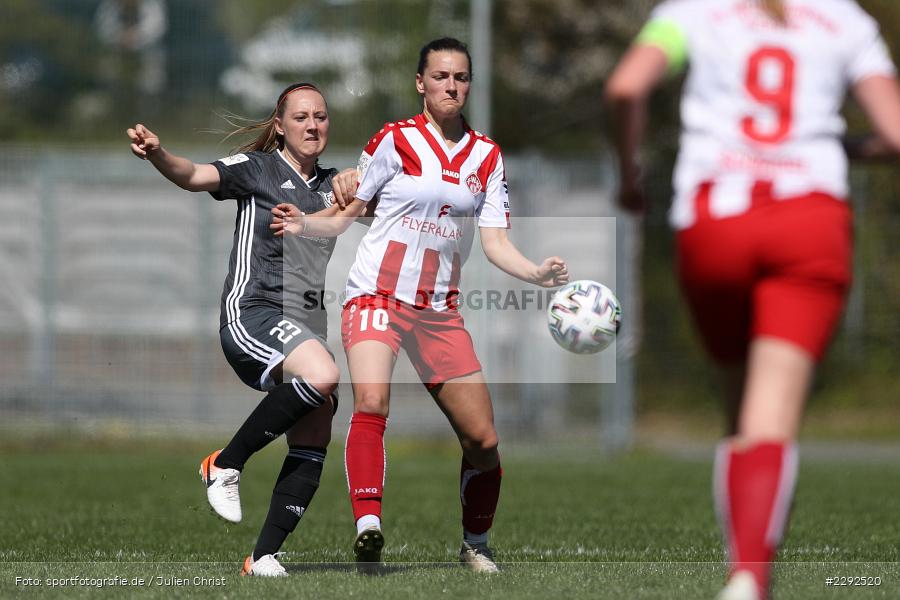 Natalie Klupp, Medina Desic, Soccergirl Sportpark, Würzburg, 25.04.2021, DFL, sport, action, Fussball, Deutschland, April 2021, Saison 2020/2021, FFC, FWK, Frauen, Süd, 2. Frauen-Bundesliga, 1. FFC Niederkirchen, FC Würzburger Kickers - Bild-ID: 2292520
