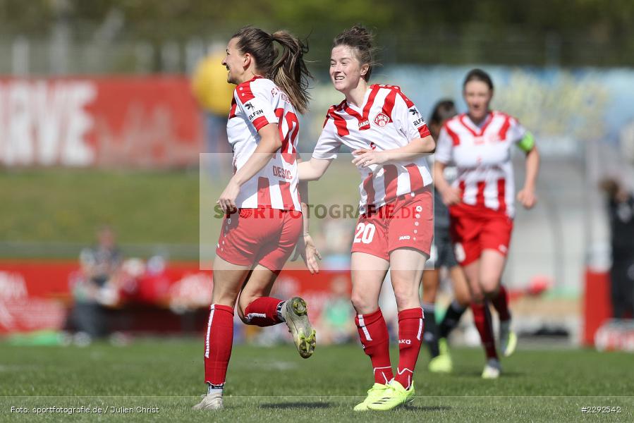 Nicole Kreußer, Freude, Torjubel, Medina Desic, Soccergirl Sportpark, Würzburg, 25.04.2021, DFL, sport, action, Fussball, Deutschland, April 2021, Saison 2020/2021, FFC, FWK, Frauen, Süd, 2. Frauen-Bundesliga, 1. FFC Niederkirchen, FC Würzburger Kickers - Bild-ID: 2292542