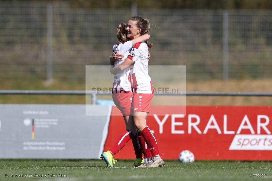 Victoria Maidhof, Torjubel, Medina Desic, Soccergirl Sportpark, Würzburg, 25.04.2021, DFL, sport, action, Fussball, Deutschland, April 2021, Saison 2020/2021, FFC, FWK, Frauen, Süd, 2. Frauen-Bundesliga, 1. FFC Niederkirchen, FC Würzburger Kickers - Bild-ID: 2292555 Victoria Maidhof, Torjubel, Medina Desic, Soccergirl Sportpark, Würzburg, 25.04.2021, DFL, sport, action, Fussball, Deutschland, April 2021, Saison 2020/2021, FFC, FWK, Frauen, Süd, 2. Frauen-Bundesliga, 1. FFC Niederkirchen, FC Würzburger Kickers - Bild-ID: 2292555