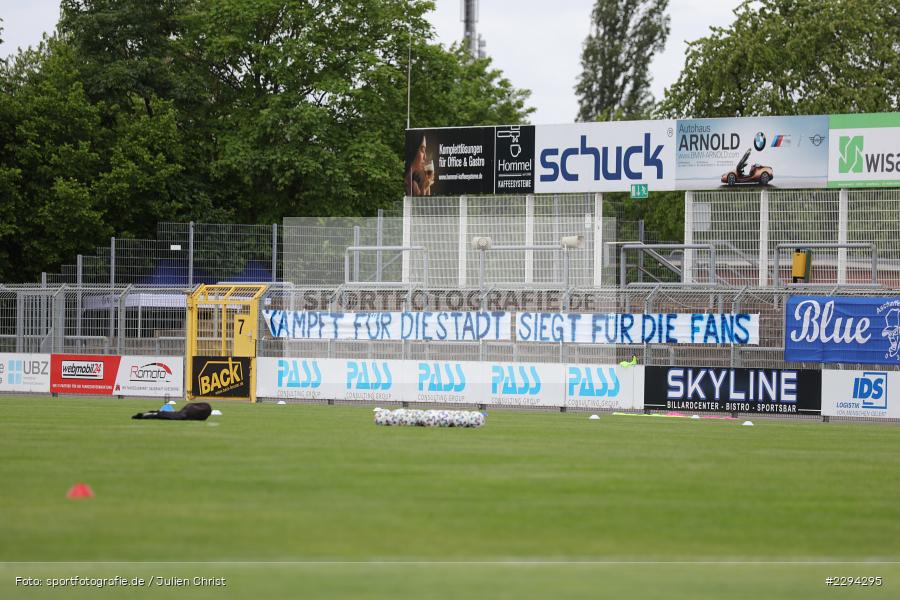 IDS, Skyline, Pass, Spruchband, Stadion am Schoenbusch, Aschaffenburg, 22.05.2021, BFV, sport, action, Fussball, Deutschland, Mai 2021, Playoff, Play-Offs, 2019/2020, Regionalliga Bayern, FC05, SVA, Sportverein Viktoria 01 e. V, 1. FC Schweinfurt 05, SV Viktoria Aschaffenburg - Bild-ID: 2294295