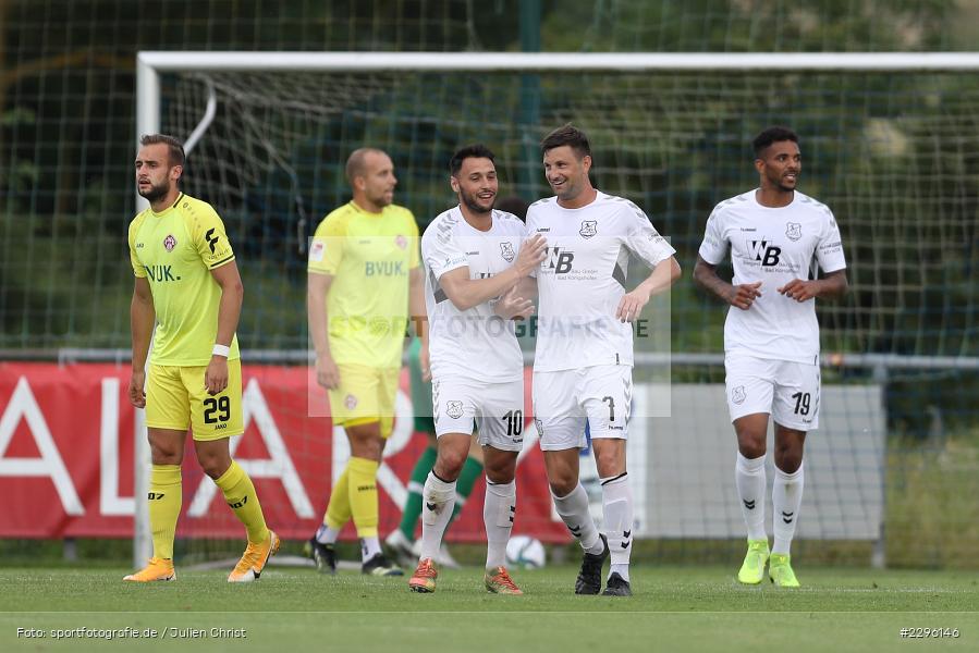 Emotionen, Michael Dellinger, Torjubel, Daniel Leicht, Timo Pitter, Sportplatz Am Sonnenstuhl, Randersacker, 23.06.2021, Freundschaftsspiele, Regionalliga Bayern, 3. Liga, DFB, sport, action, Fussball, Deutschland, Juni 2021, Saison 2021/2022, TSV, FWK, TSV Aubstadt, FC Würzburger Kickers - Bild-ID: 2296146