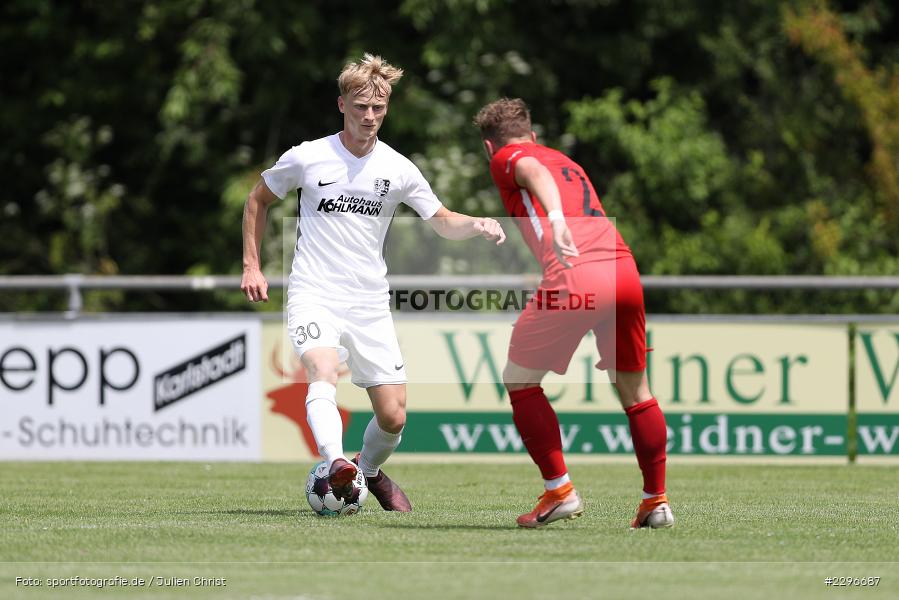 Nico Franz, Marco Kunzmann, Sportgelände, Karlburg, 27.06.2021, Freundschaftsspiele, sport, action, Fussball, Deutschland, Juni 2021, Saison 2021/2022, TUS, TSV, TuS Frammersbach, TSV Karlburg - Bild-ID: 2296687