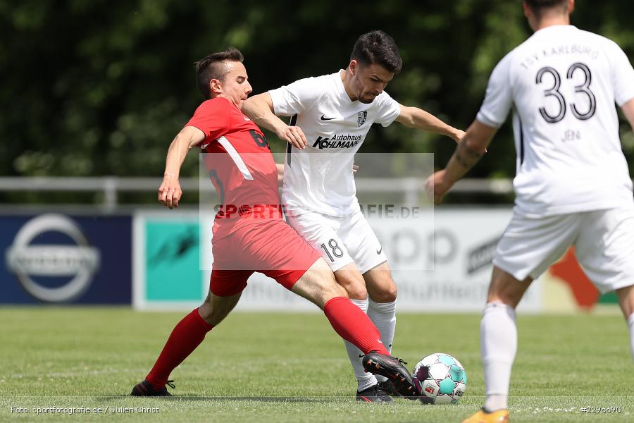 Alexander Beck, Jan Wabnitz, Sportgelände, Karlburg, 27.06.2021, Freundschaftsspiele, sport, action, Fussball, Deutschland, Juni 2021, Saison 2021/2022, TUS, TSV, TuS Frammersbach, TSV Karlburg - Bild-ID: 2296690