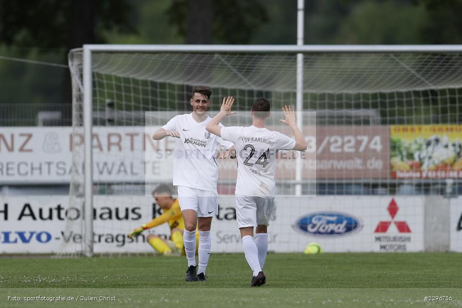 Torjubel, Sebastian Fries, Maximilian Franz, Sportgelände, Karlburg, 27.06.2021, Freundschaftsspiele, sport, action, Fussball, Deutschland, Juni 2021, Saison 2021/2022, TUS, TSV, TuS Frammersbach, TSV Karlburg - Bild-ID: 2296736