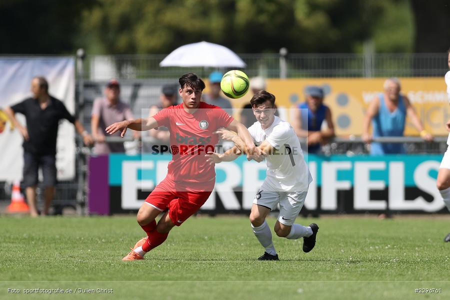 Paul Karle, Maurice Matreux, Sportgelände, Karlburg, 27.06.2021, Freundschaftsspiele, sport, action, Fussball, Deutschland, Juni 2021, Saison 2021/2022, TUS, TSV, TuS Frammersbach, TSV Karlburg - Bild-ID: 2296761