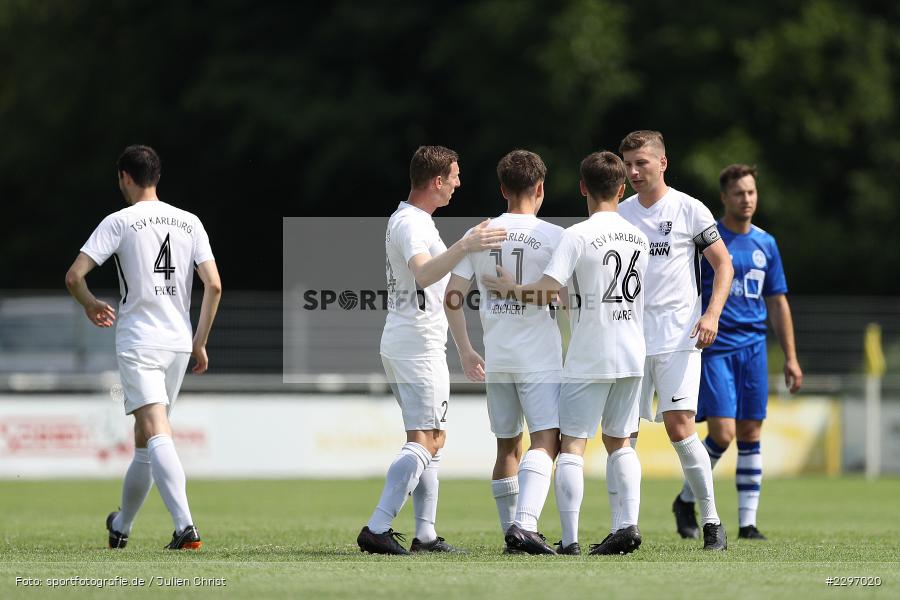 Torjubel, Jari Heuchert, Sportgelaende in der Au, Karlstadt, 04.07.2021, Freundschaftsspiele, sport, action, Fussball, Deutschland, Juli 2021, Saison 2021/2022, Bezirksliga Unterfranken West, Bayernliga Nord, ASV Rimpar, TSV Karlburg - Bild-ID: 2297020 Torjubel, Jari Heuchert, Sportgelaende in der Au, Karlstadt, 04.07.2021, Freundschaftsspiele, sport, action, Fussball, Deutschland, Juli 2021, Saison 2021/2022, Bezirksliga Unterfranken West, Bayernliga Nord, ASV Rimpar, TSV Karlburg - Bild-ID: 2297020